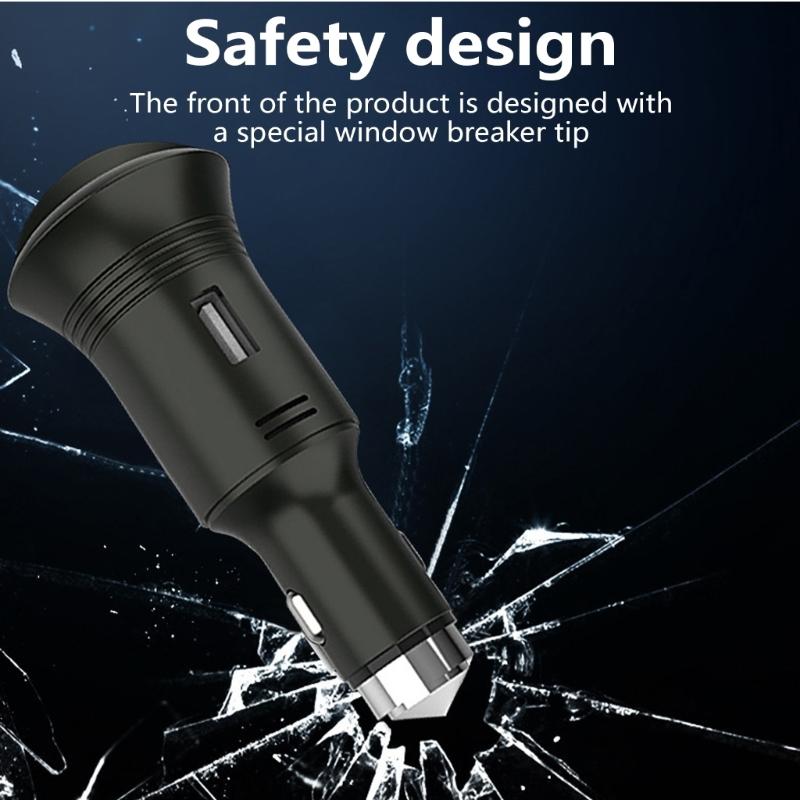 QC3.0 Fast Charging Car Charger Adapters Double USB Port with Carbon Monoxide Detection & Window Broken Function