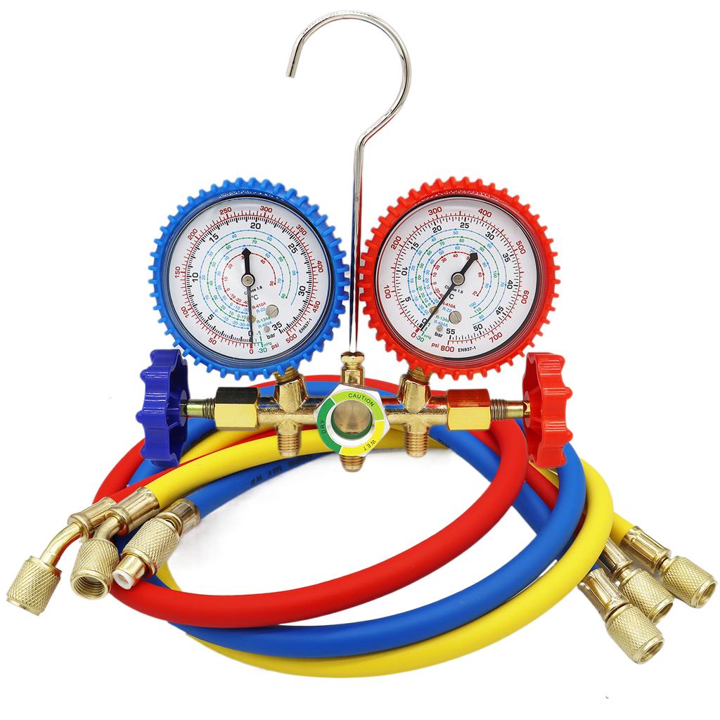R410A R22 R134A R404A Car Air Conditioner Pressure Gauge Set Shock Resistant Pressure Gauge  Adapter Freon Supplement Kit Tool