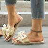 Summer New Style Round Head Fabric Butterfly Knot Soft Sole Anti-slip Wear-resistant Slippers Flat Sandals