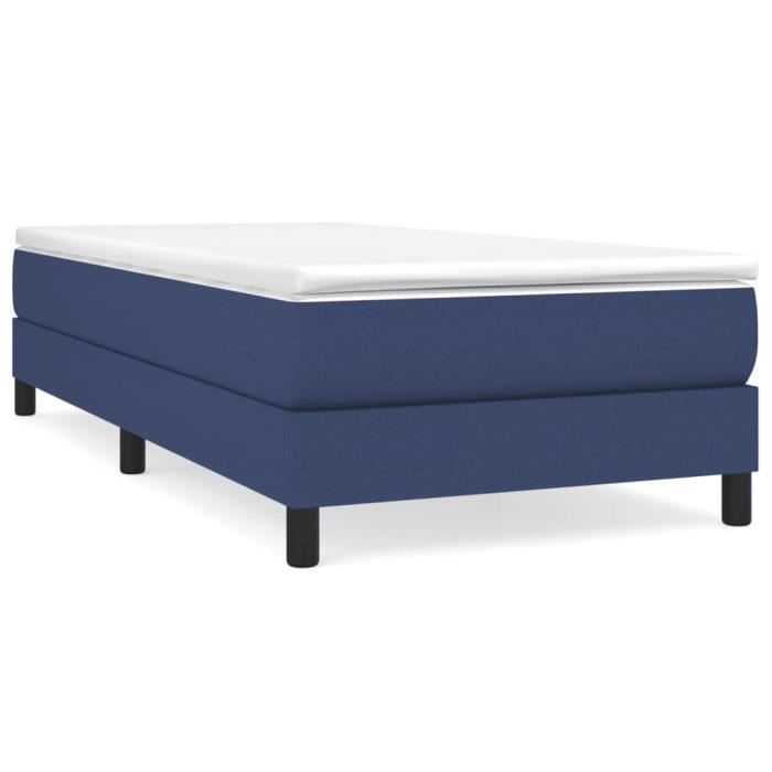 3144059 vidaXL Lit à sommier tapissier avec matelas Bleu 100x200 cm Tissu