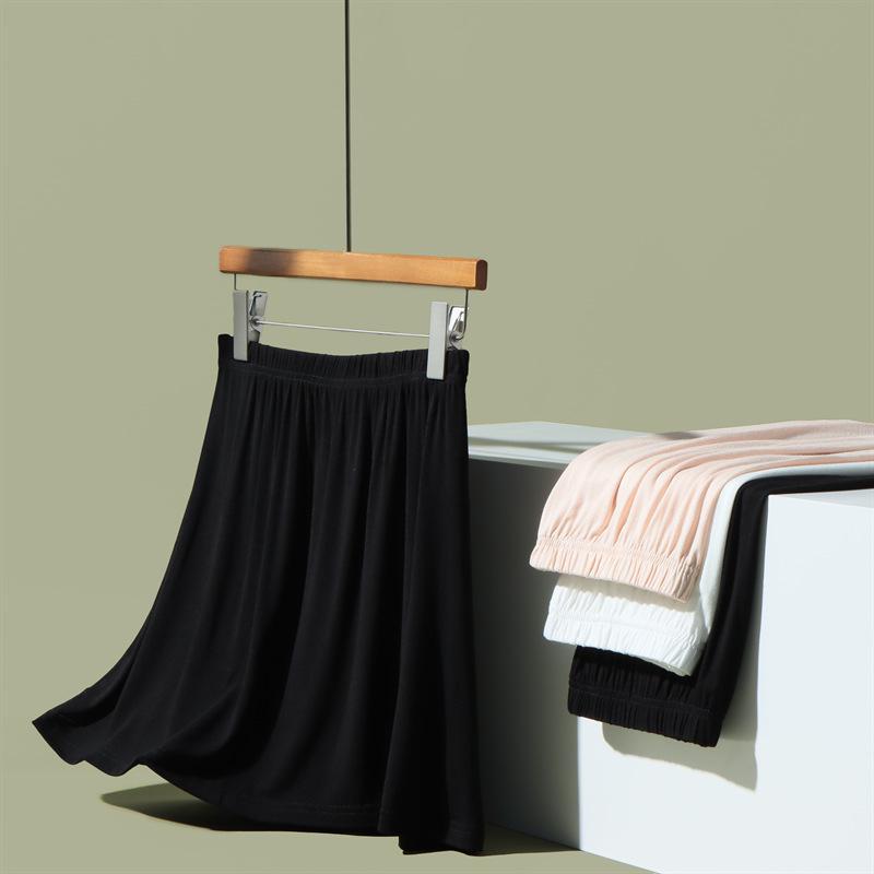 White Modal Anti-Exposure Mid-Length Petticoat Skirt