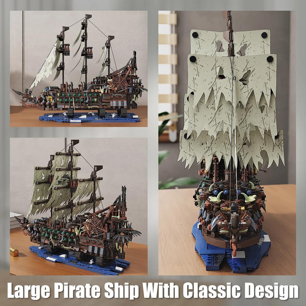 2000+PCS MOC Pirate Ship Series Assembly Building Blocks Model With Lighting Assembly Children's Toys Gift Home Ornaments