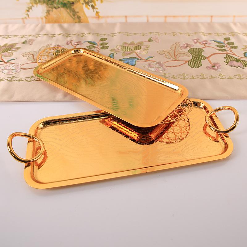 Light Luxury Rectangular Water Cup Tray, Household Tea Cup, Living Room Storage Ins Feng Shui Fruit Plate, Dinner Plate, Cup, Tea Tray