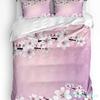 Bettwäscheset im japanischen Stil mit Sakura-Kirschblüten und rosa Blumen, 3-teilig, für Doppelbett, Heimtextilien, Bettbezug, Bettbezug, Kissenbezug