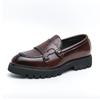 Fashion New British Mens Casual Shoes Luxury Brand Thick Soles Outdoor Work Shoes High Height Loafers Comfy Leather Dress Shoes Mocassin