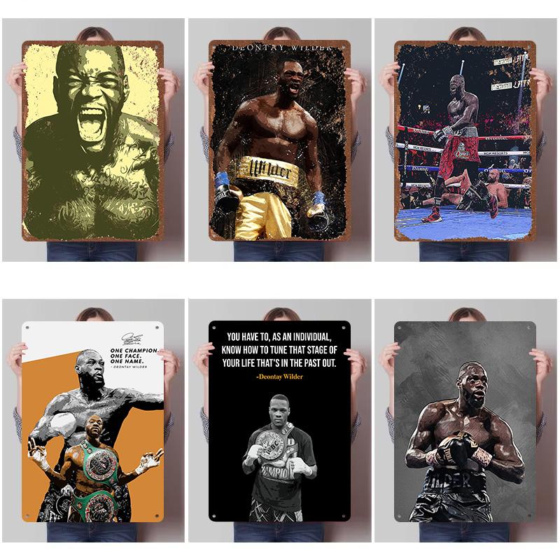 Deontay Wilder Boxer Metal Posters Custom Vintage Metal Signs Wall Art Tin Plaque for Man Cave Bedroom Decorations Home Decor