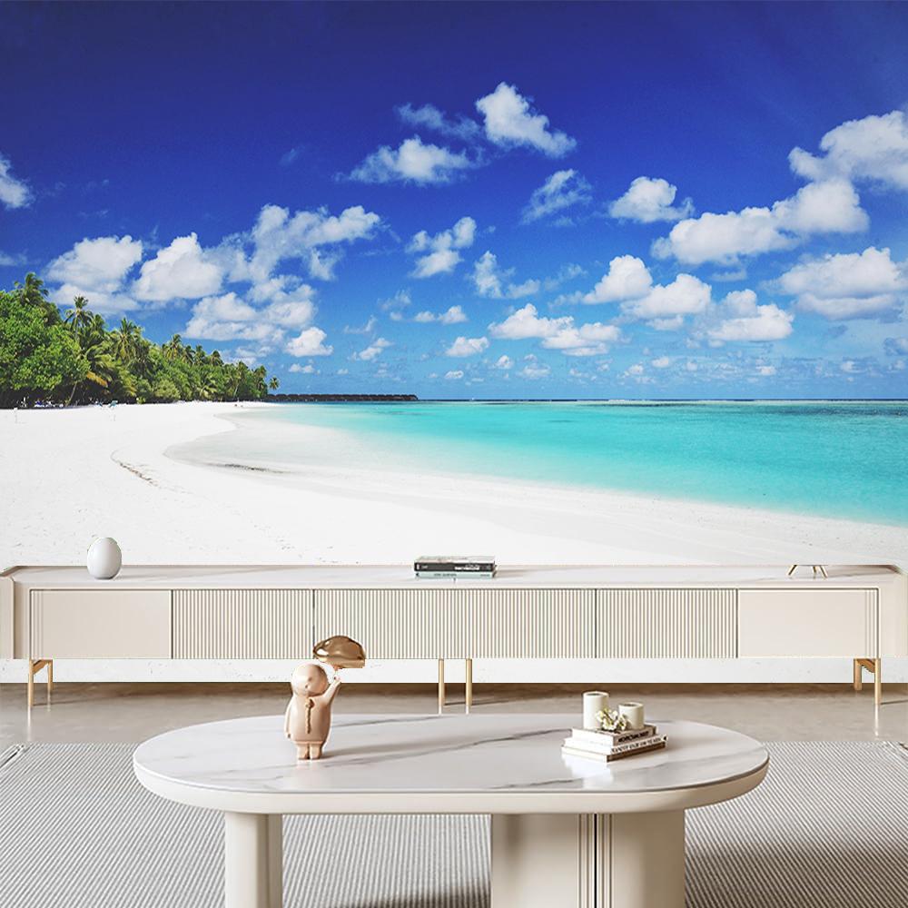 3d Beach Wall Mural Romantic Coconut Tree Mural Sea View Wallpaper for Bedroom Living Room Home Decor Beach Wallpaper