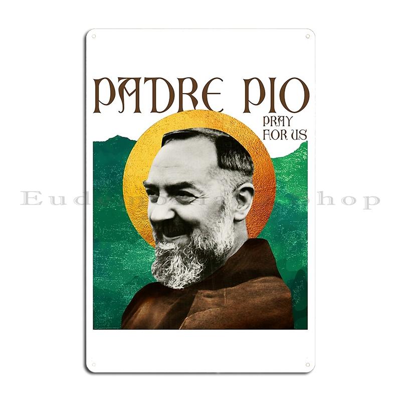 Mosaic Of Father Pius Padre Pio Metal Plaque Kitchen Designing Rusty Customized Wall Decor Pastor Tin Sign Poster