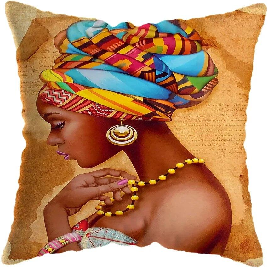 Home Decor Fashion Afro Black Women Girls Sofa Pillowcases Bedroom Living Room Cushion Covers
