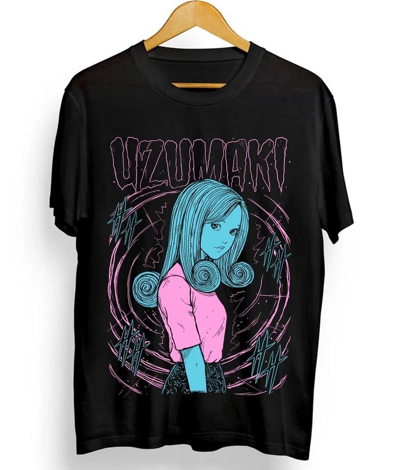 Anime Junji Ito Uzumaki Japan Guro Graphic Black T Shirt Size