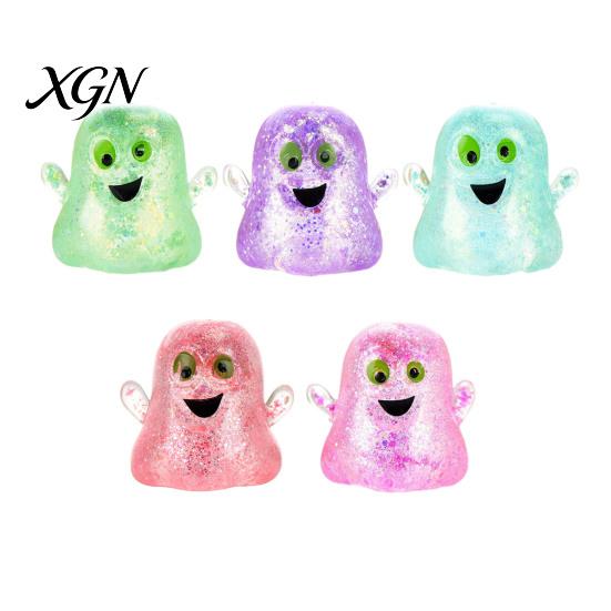 Halloween Party Favors 1/5Pcs Mini Ghost Squeeze Toy, Glitter Stress Relief Fidget Toys Ball Sensory for Kids Adults Slow Rebound