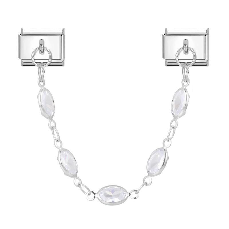 Star Butterfly Heart Zircon Round Pearls Tassel Chain Italian Charm Links Fit 9mm Bracelet Stainless Steel Women DIY Making Gift
