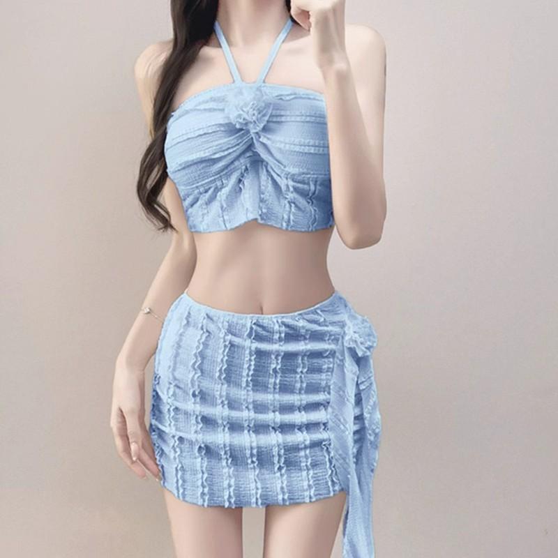 Thai Sexy White Bikini Two-piece Set Fairy Style Hot Girl Vacation Student Swimsuit