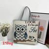 Embroidered Owl Bag With Canvas Material For Casual Daily Use