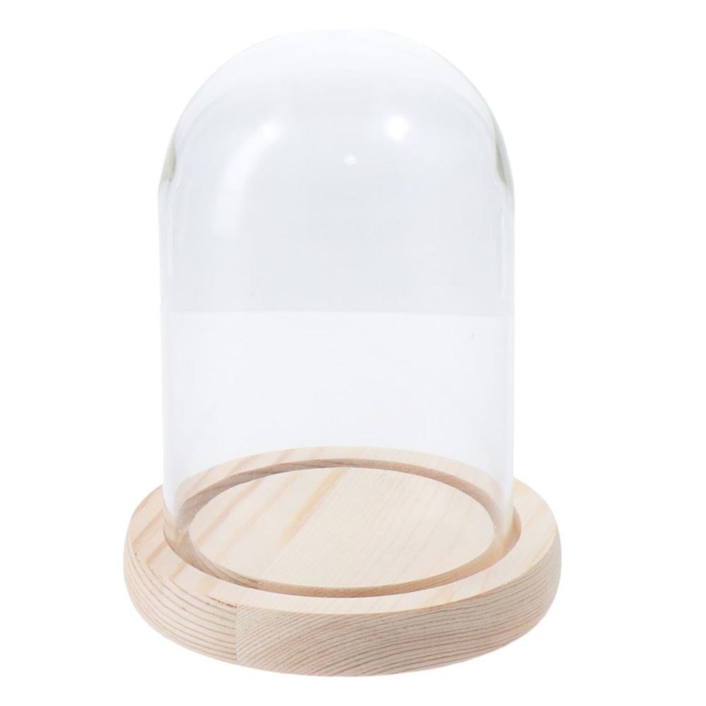 

Clear Glass Bell Shape Dome with Wooden Base Tabletop Centerpiece Bell Jar Display Case Practical Easy to Use Cloche Glass Dome