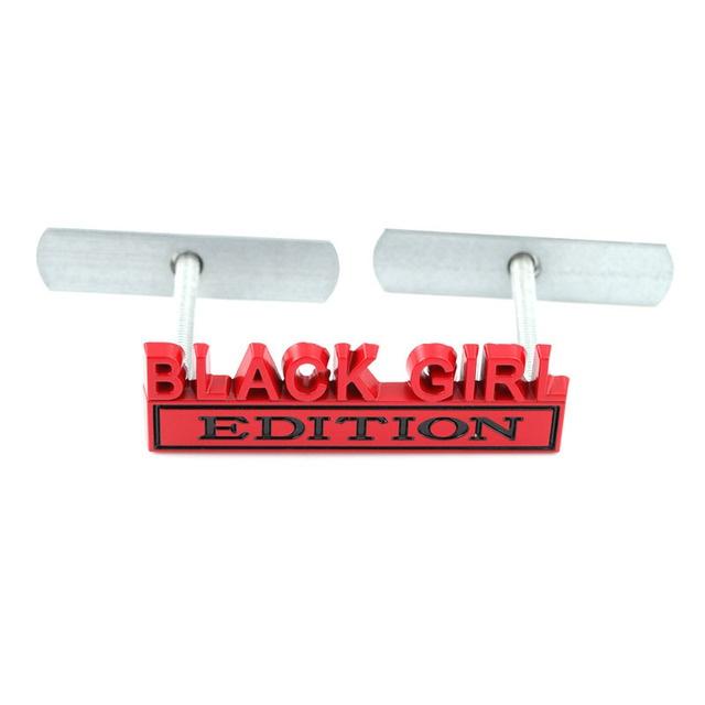 1Pc 3D Metal Black Girl Edition Logo Car Front Grille Emblem Badge Rear Trunk Emblem Sticker Decal