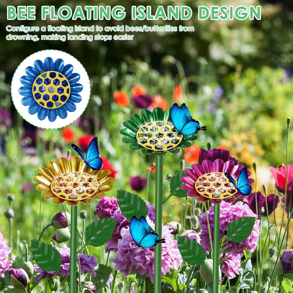 4PCS Bee Water Stations Multipurpose Easy To Use Butterfly Bath Bowl Standing Bee Feeder for Garden Yard Decor