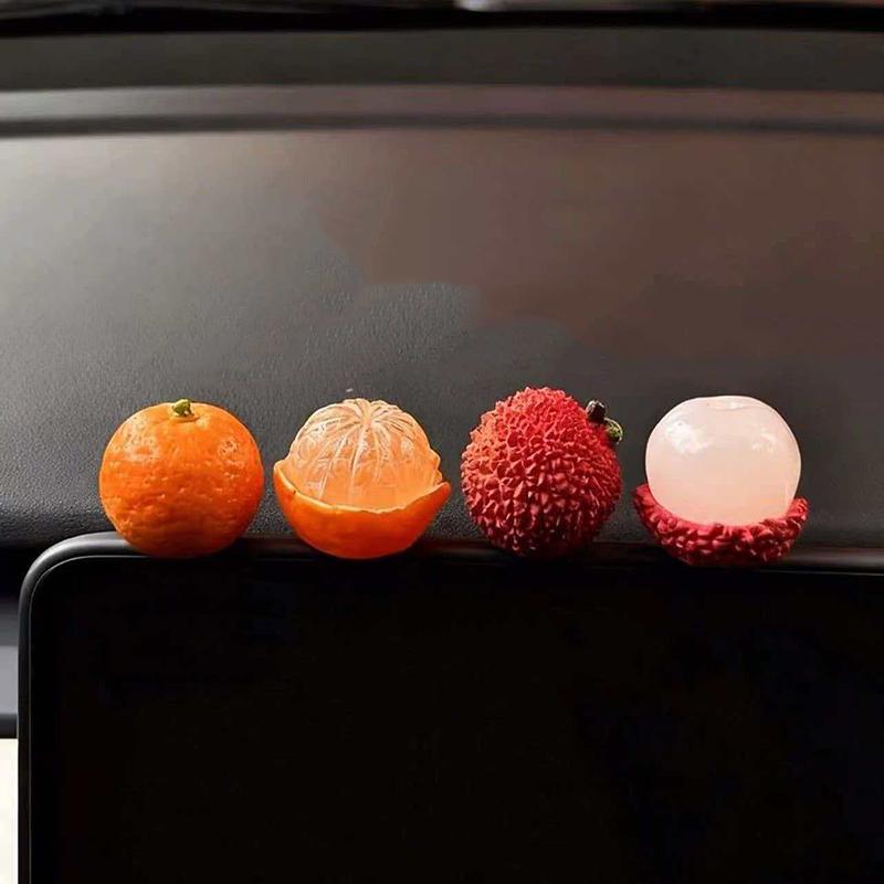 [HGS]4Pcs Orange Lychee Ornaments Creative Cartoon Center Console Display Screen Decoration Ornament[HGS]