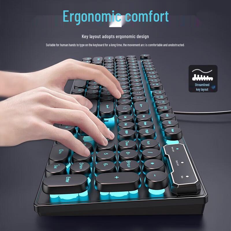 Qianxingzhe GX330 Wired Retro Punk Gaming Mechanical Keyboard