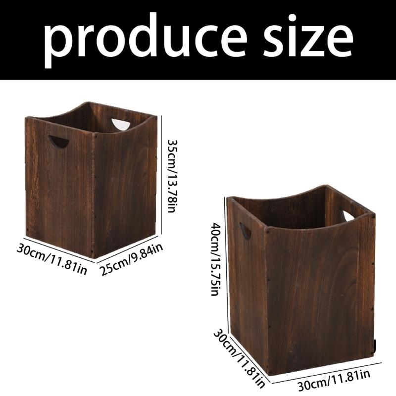 Portable Double Handle Wood Waste Basket For Easy Movement And Emptying Perfect For Home Or Offices Use