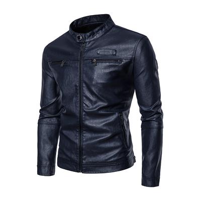 New Velvet Leather Jacket, Wire PU Leather, Men's Autumn and Winter Leather Jacket, Motorcycle Jacket, Stand Collar, Fashionable