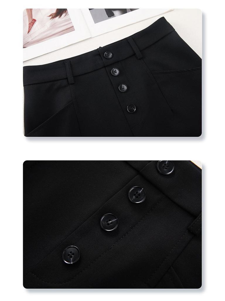 Petite Women's High-Waisted Midi Skirt - 2025 Spring/Autumn Straight Suit Bodycon Style