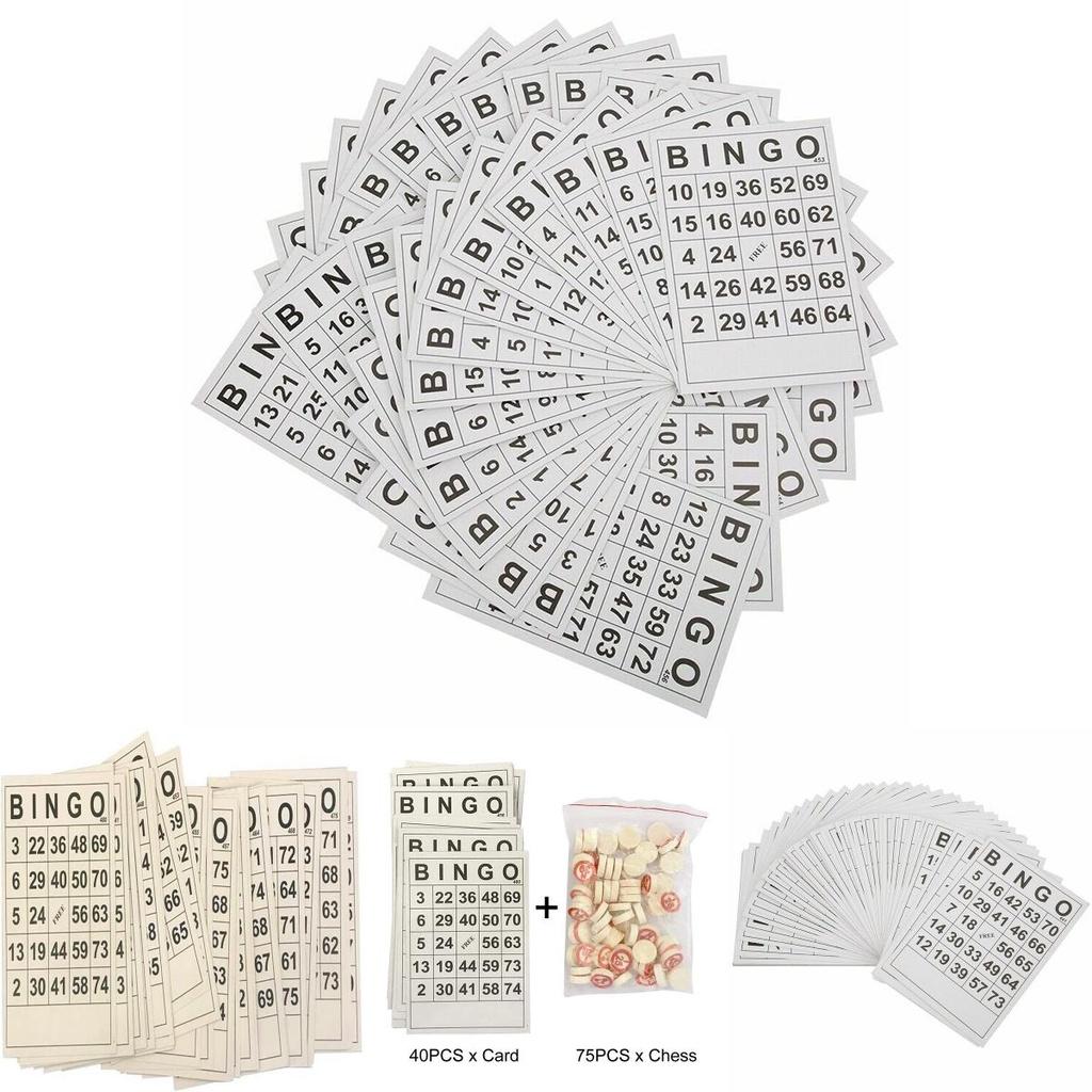 High-quality Bingo Card Set With 40 Cards And 75 Checkers For Kids Develops Intellectual Skills And Promotes Interactivity