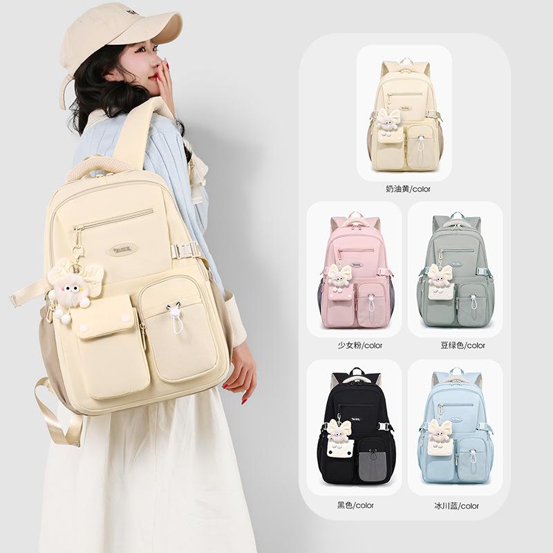 Schoolbag Schoolbag Girls High School Tide Large Capacity Junior High School Students Primary School Students Reduce the Burden of Spine Protection