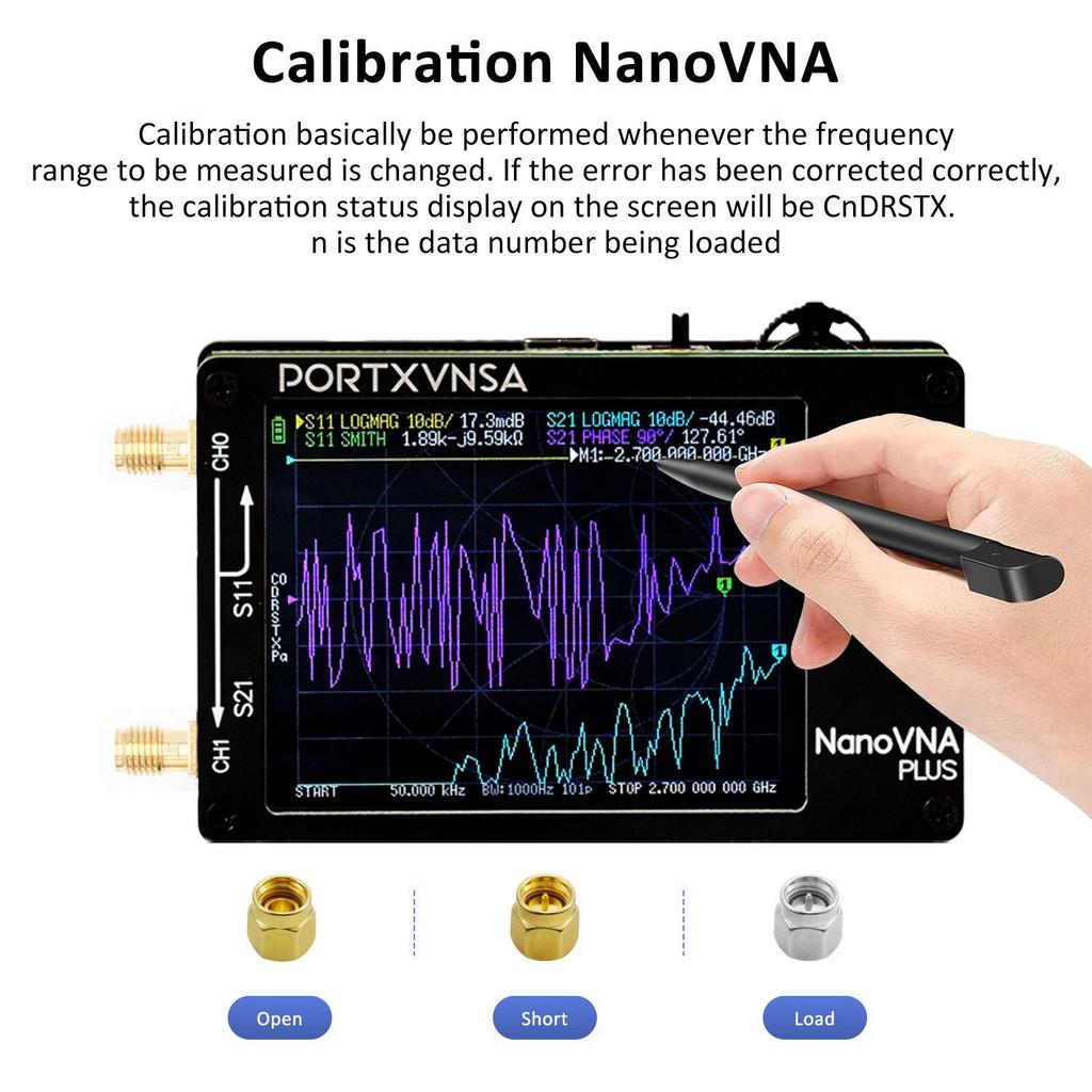 New Upgraded NanoVNA 50kHz-2.7GHz Vector Network Antenna Analyzer 2.8" Display Measure Short Wave MF HF VHF UHF SSB Balun