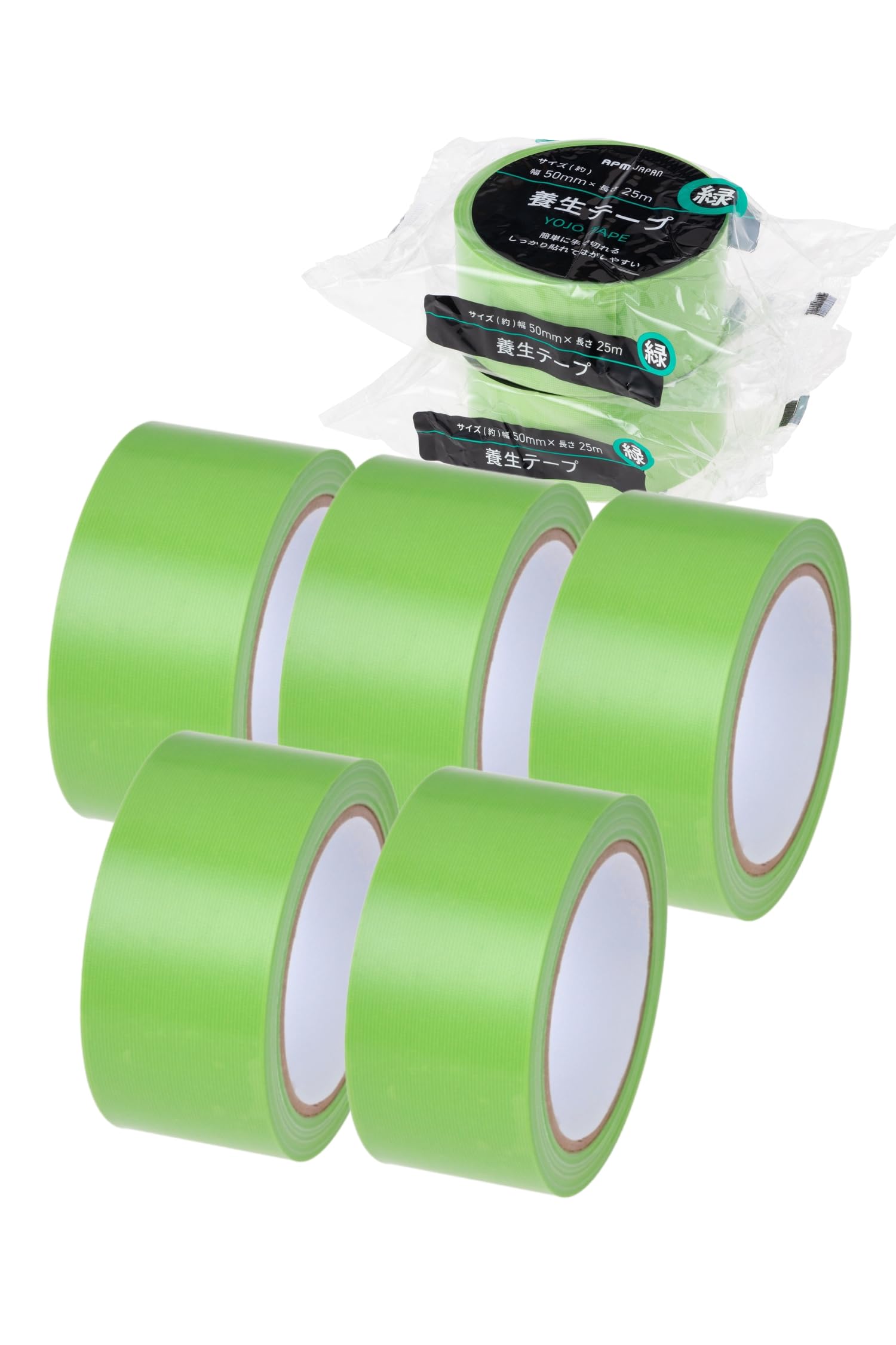 

APM Japan Экономичная самоклеящаяся лента, которую можно наносить и снимать, 50 мм, набор из 5 шт. (АПМ Япония) off, универсальный тип, зеленый, 25 м, [лента для отверждения/маскировки]