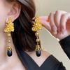 Water drop pearl flower earrings exaggerated antique earrings French retro court style earrings