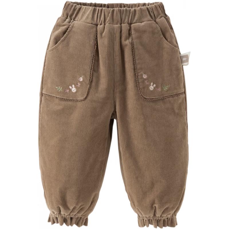 DAVE&BELLA Girls' Winter Corduroy Cotton-Padded Cuffed Pants