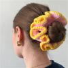 Colorful Knit Hair Scrunchies With Color Contrast Details Soft Hair Tie Elastic Bands Accesories For Women And Girls