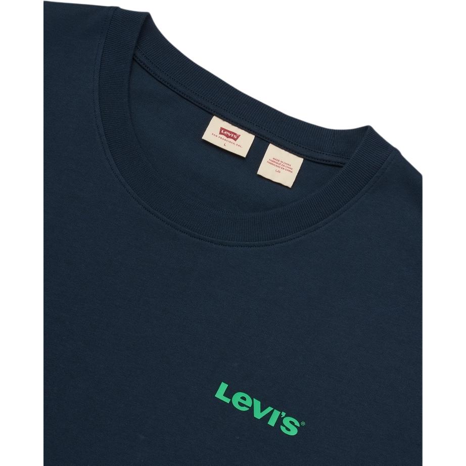 Levis Comfortable Loose Letter Print Casual Round Neck Short Sleeve T-Shirt Men T-Shirts Navy-Blue 002XG-0001