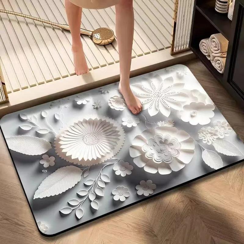 Painted Floral Oil Painting Pattern Door Front Mat Decoration Home Bathroom Floor Mat