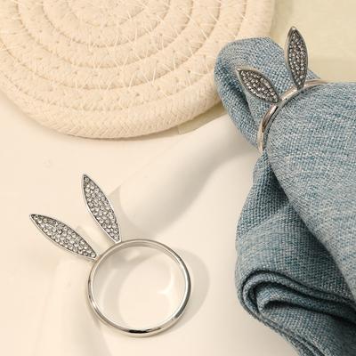 6 Piece -inlaid Easter Rabbit Head Napkin Ring  Table Decoration Accessories