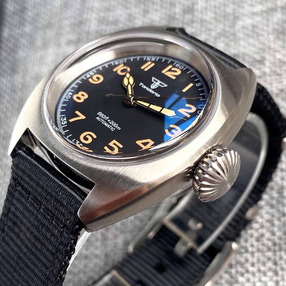 Tandorio 20ATM 36mm Military Retro Men's Diving Watches For Japan NH35 Sapphire Glass Arabic Numerals Mechanical Watch For Man