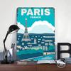 Paris France Travel Tin Plaque Poster Customized Wall Art Retro Vintage Metal Signs for Man Cave Decoration Living Room Decor