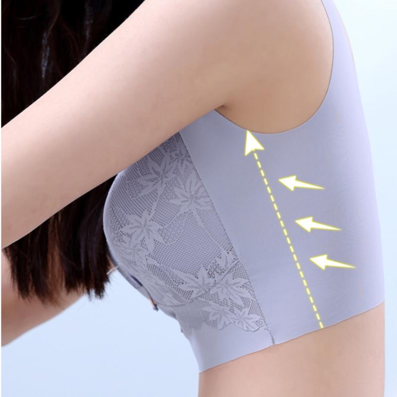 Sutiã de renda sem costura, lindo, costas, sexy, peito, envoltório, anti-exposição, franzido, respirável, roupa íntima de uma peça