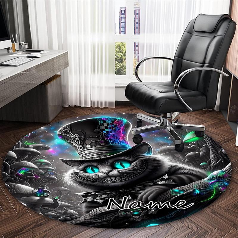 Customizable Cheshire cat1 Round Non-Slip Carpet - Ideal for Garden, Picnic, Office, Perfect for Decoration, Suitable For All Seasons