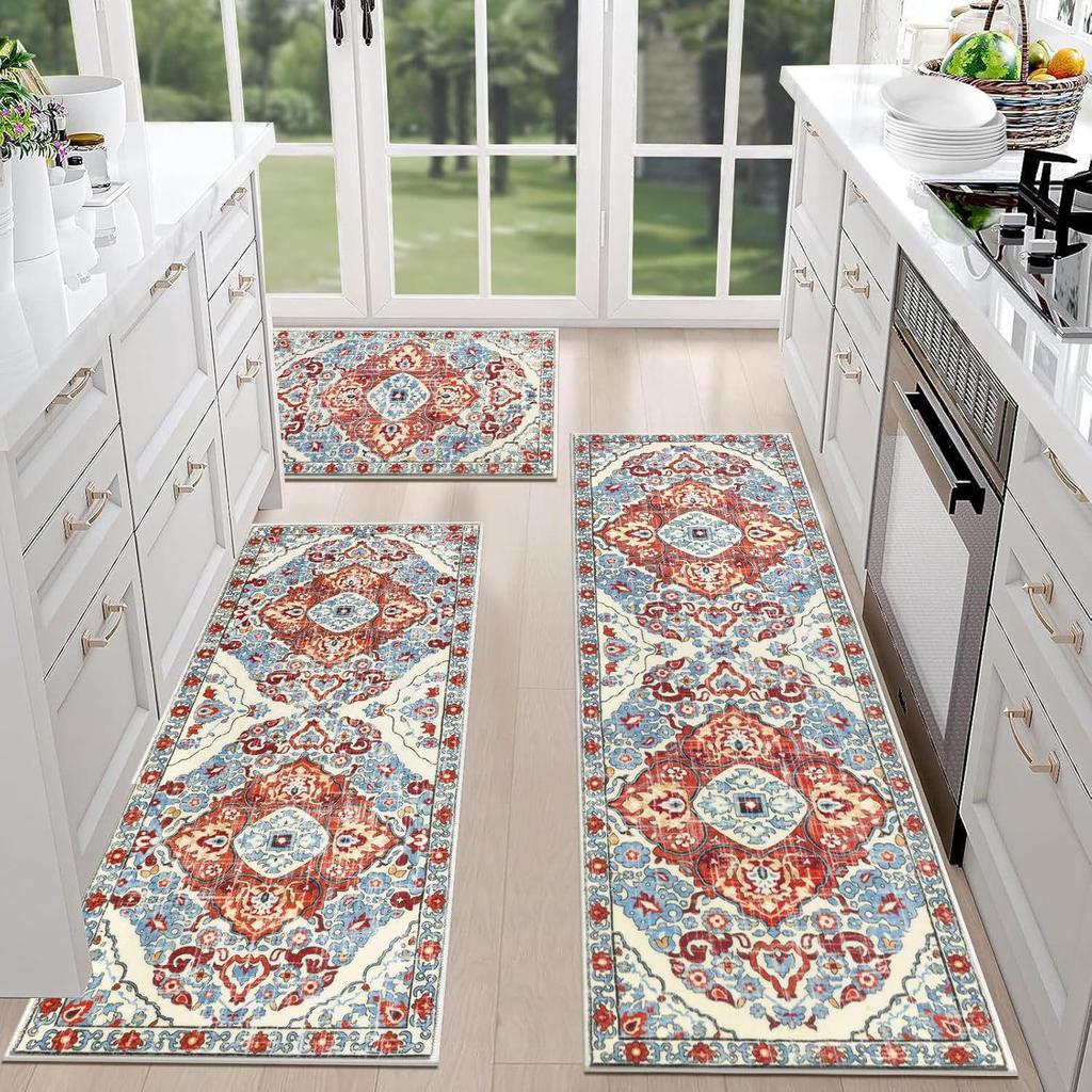 Bohemian Ethnic Dirt-Resistant Corridor Rug - Machine Washable, Absorbent, Long Strip Floor Mat for Kitchen