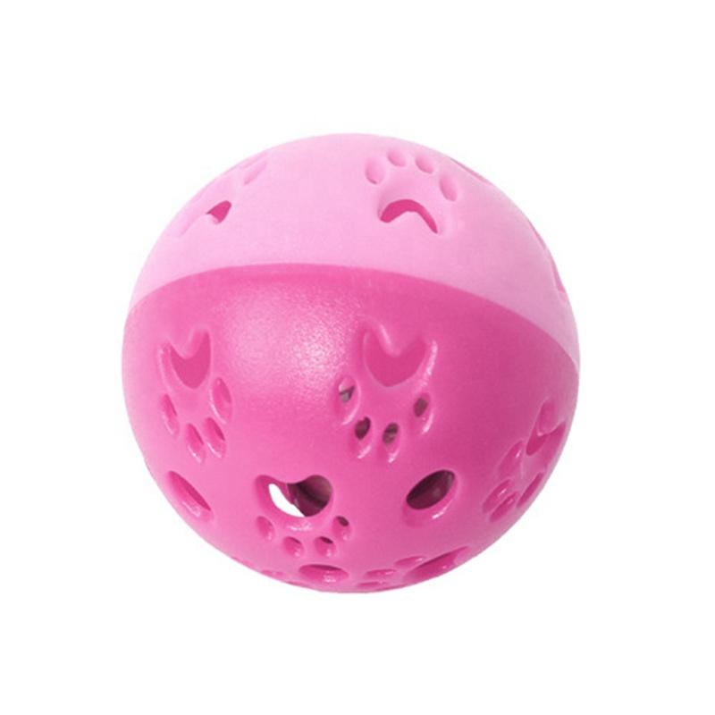 Interactive Plastic Cat Toy Collision Colors Cat Ball with Hollowed-out Paws and Bell Pet Chew Toy
