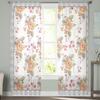 Cortina Transparente Dibujada a Mano con Líneas de Hojas y Flores Para Dormitorio, Cortina de Tul Voile Para Decoración de Cocina, Salón, Tratamiento de Ventana
