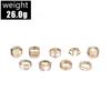 Ring, Fashion Letter Angel Leaf Mesh Ring, Personality Spring 9-Piece Gold Plated Set Ring