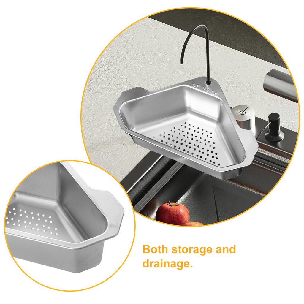 Stainless Steel Sink Drain Basket Multifunctional Kitchen Gadget Easy Clean Rustproof Smooth Edges Design for Cutlery and Waste