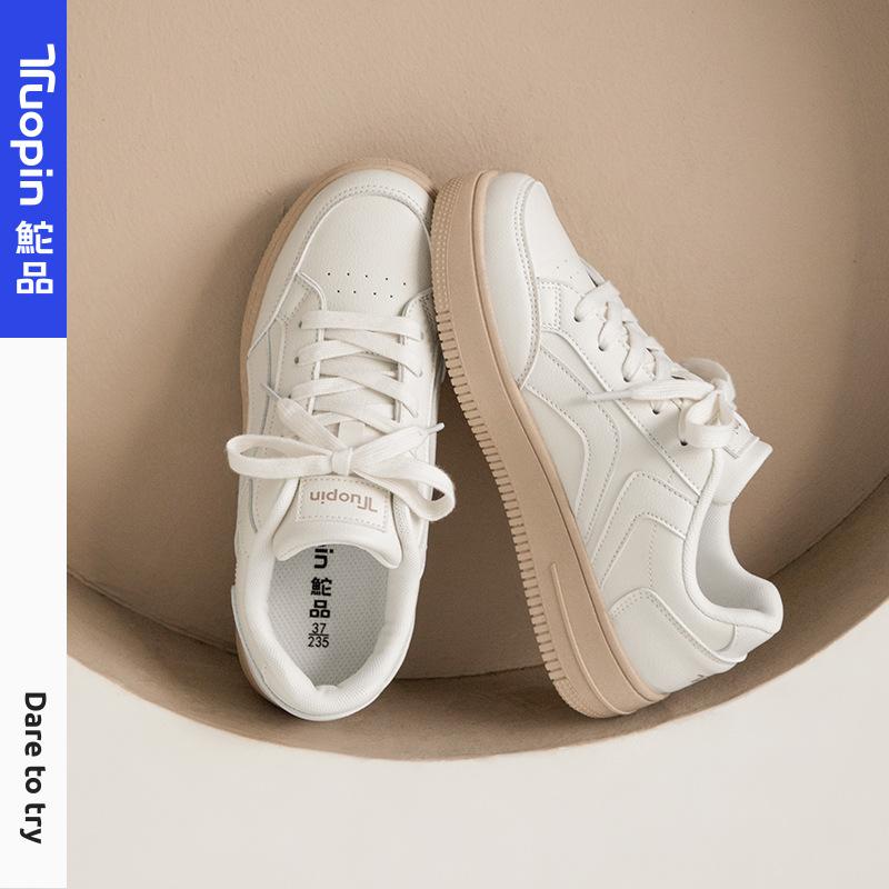

Little white shoes women s 2025 spring new versatile women s shoes sports shoes white thick-soled heightening casual board shoes 35 бежевий