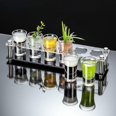 Glass Shot Cups Set with Stand Whiskey Cocktail Bomber Shot Glasses for Party Bar