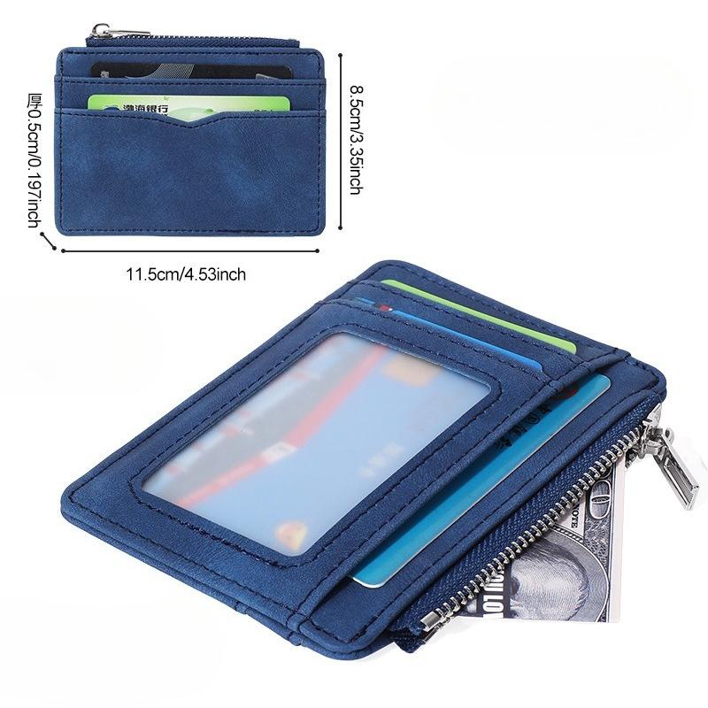 

Multi-slot Small Mini Travel PU Leather Credit Card Holder Wallet Ultra-thin Business Id Card Cover Case for Men Women синій