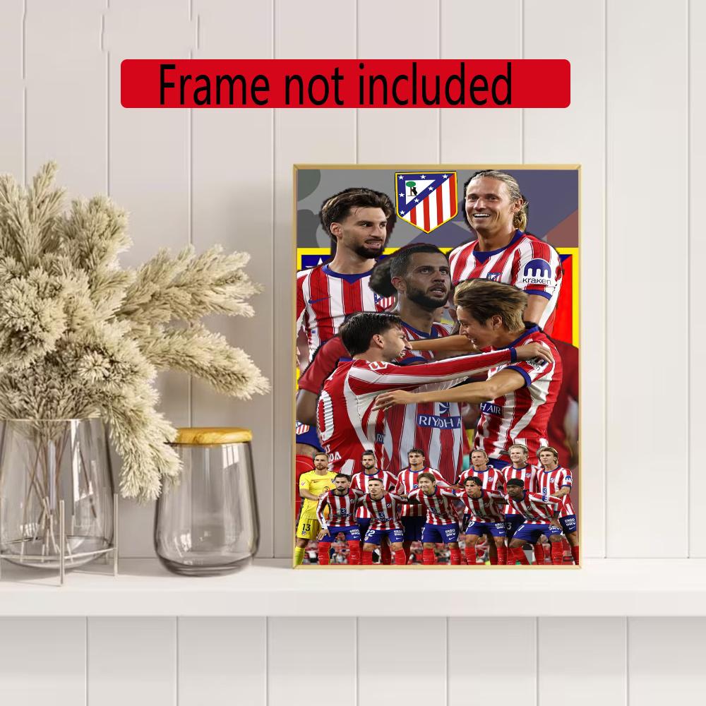 Atletico Madrid Diamond Painting Round Diamond Mosaic Rhinestones Diamond Embroidery Craft Kit Wall Decor Without Frame