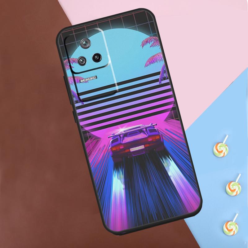 Synthwave 80s Retro Car Case For Xiaomi POCO M6 Pro X3 X5 X6 Pro F3 F5 M5s Mi 14 Pro 13 13T 11T 12T 12 Lite Cover